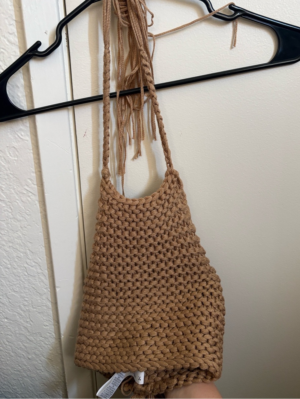 Braided Halter Crop Top in Tan